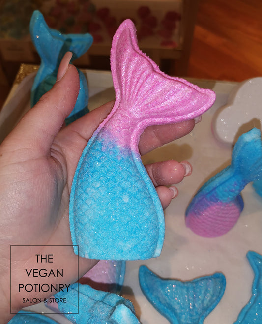 Mermaid Tail Bath Bombs with Biodegradable Glitter | The Vegan Potionry