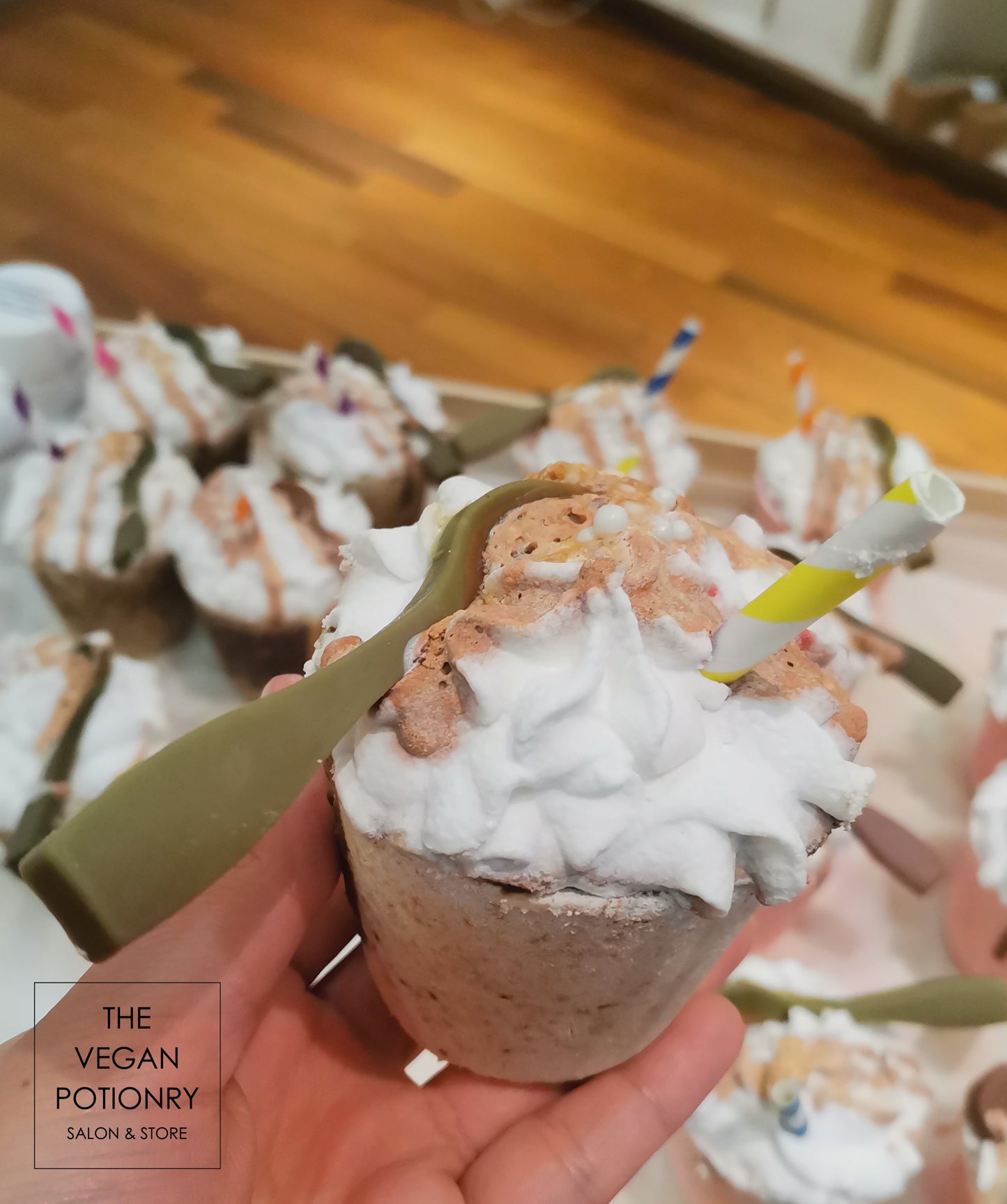 Coffee Latte & Frappe Bubbling Bath Bombs with toys inside | The Vegan Potionry |