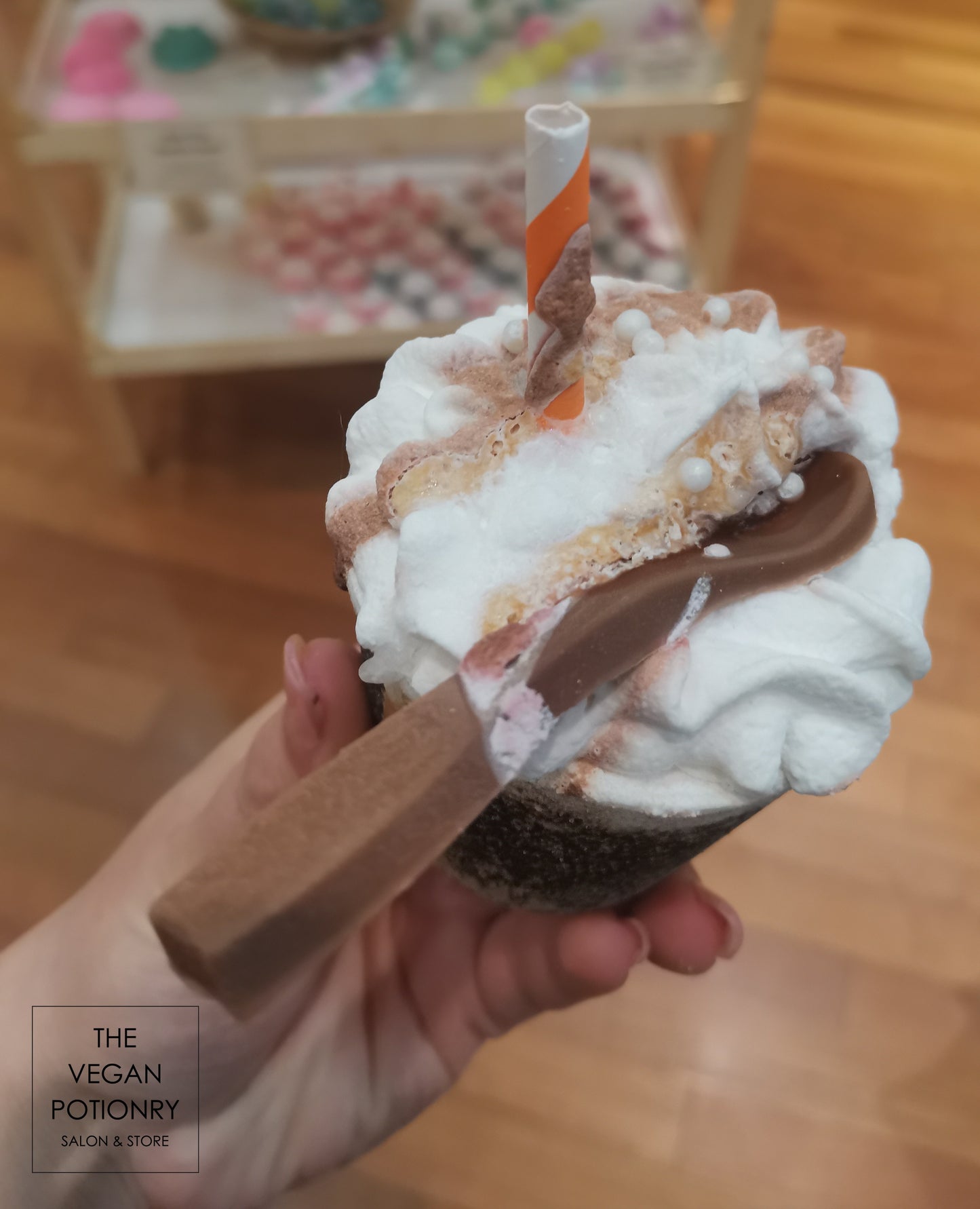 Coffee Latte & Frappe Bubbling Bath Bombs with toys inside | The Vegan Potionry |