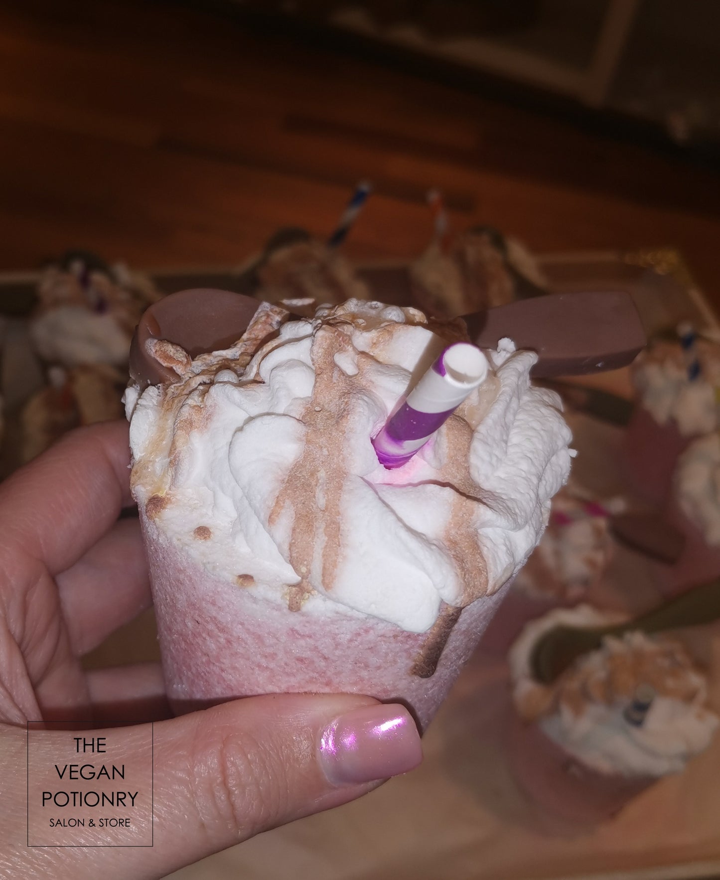 Coffee Latte & Frappe Bubbling Bath Bombs with toys inside | The Vegan Potionry |