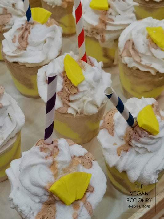 Coffee Latte & Frappe Bubbling Bath Bombs with toys inside | The Vegan Potionry |