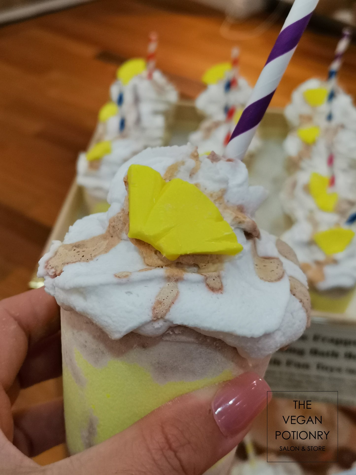 Coffee Latte & Frappe Bubbling Bath Bombs with toys inside | The Vegan Potionry |