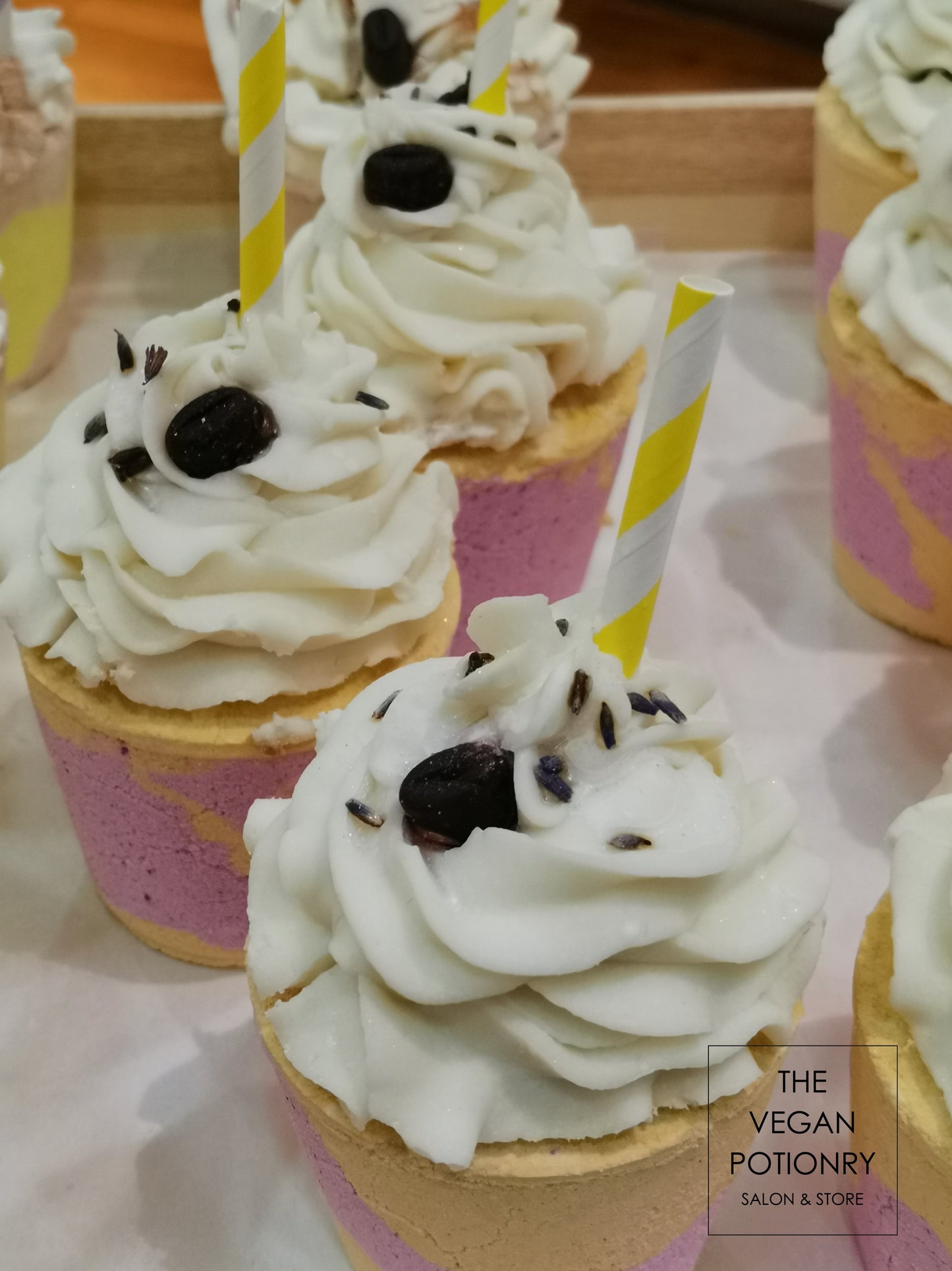 Coffee Latte & Frappe Bubbling Bath Bombs with toys inside | The Vegan Potionry |