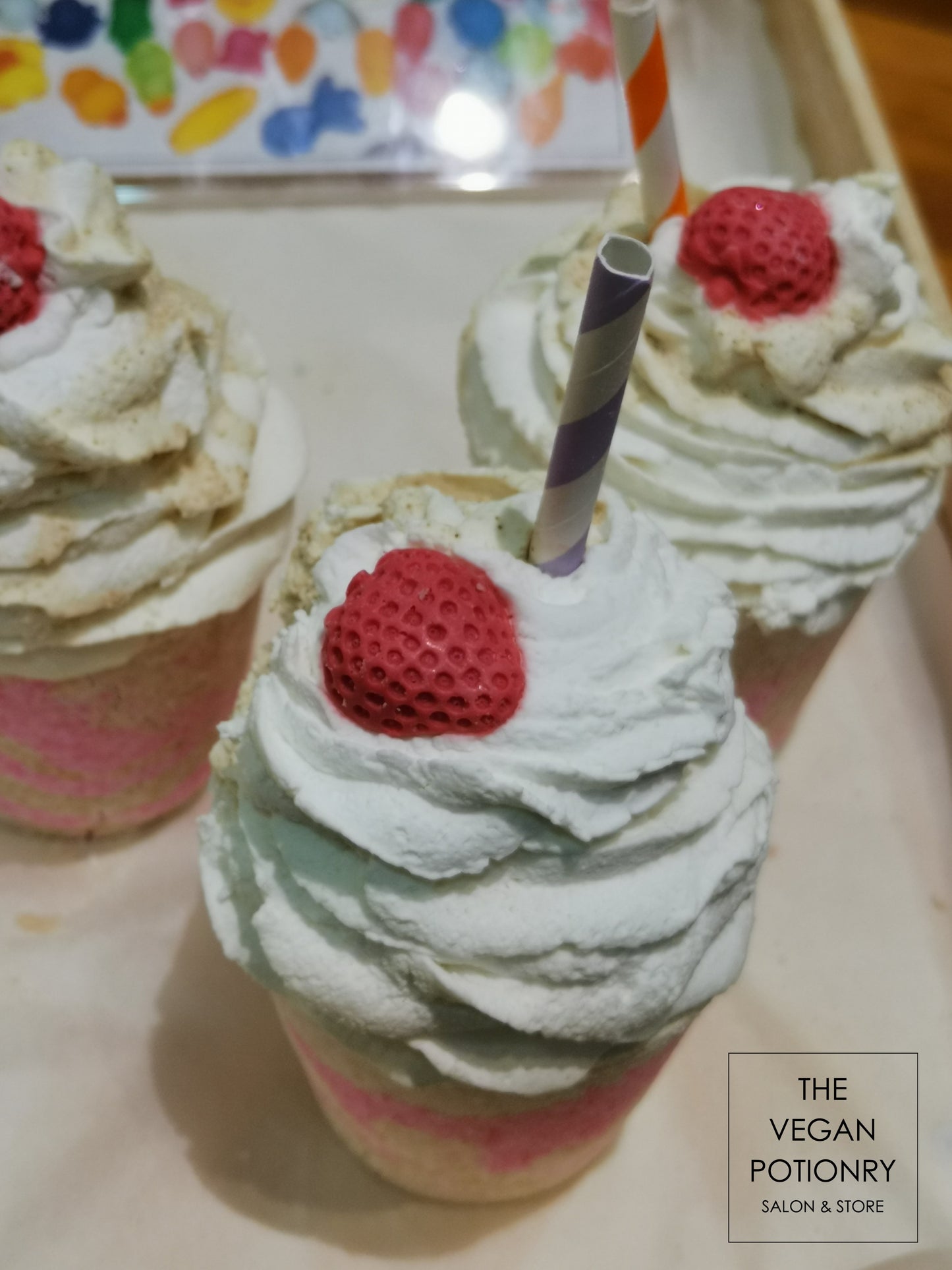 Coffee Latte & Frappe Bubbling Bath Bombs with toys inside | The Vegan Potionry |