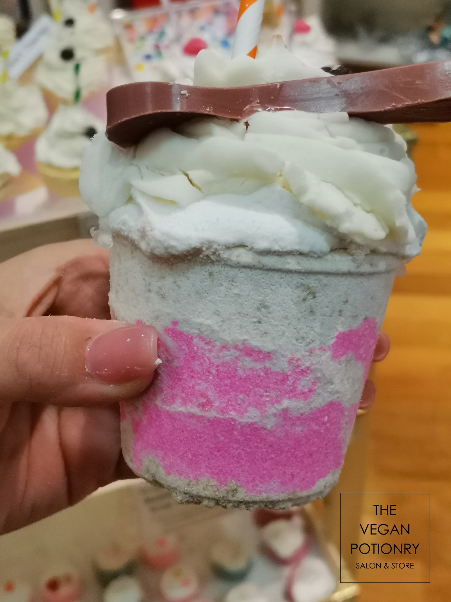 Coffee Latte & Frappe Bubbling Bath Bombs with toys inside | The Vegan Potionry |