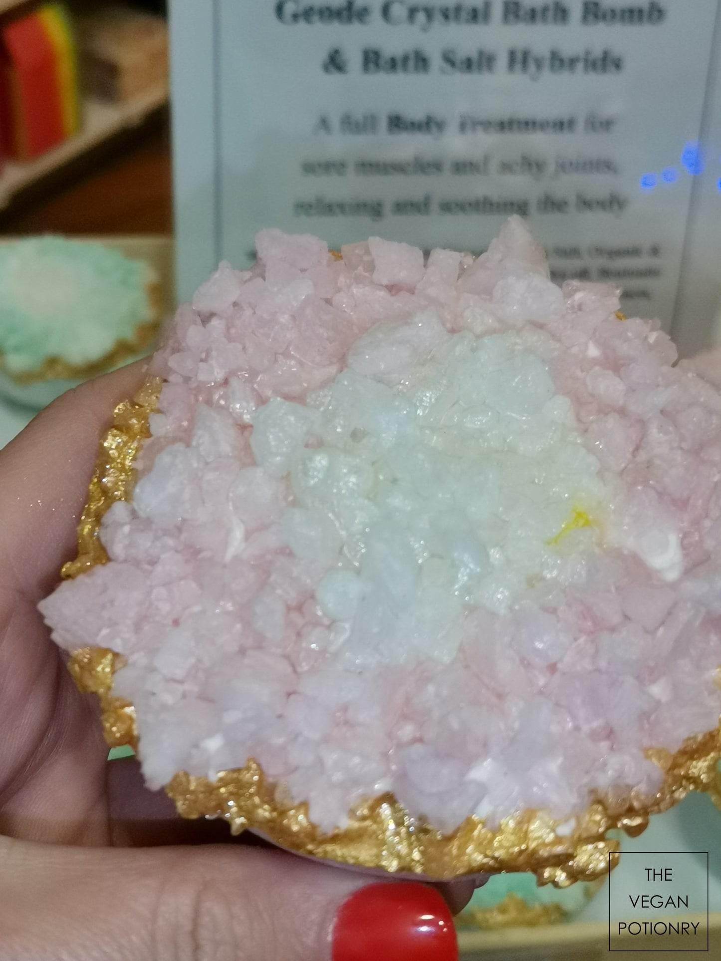 Rosemary + Strawberry + Pink Himalayan Salt Geode Crystal Bath Bomb Bath Salt Hybrid | Luxury Spa Collection Natural Bath Soaks