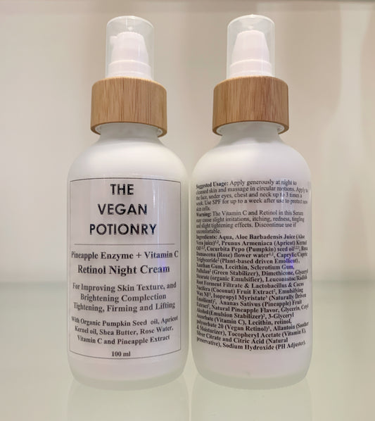 Pineapple Enzyme + Vitamin C Retinol Night Cream | The Vegan Potionry |