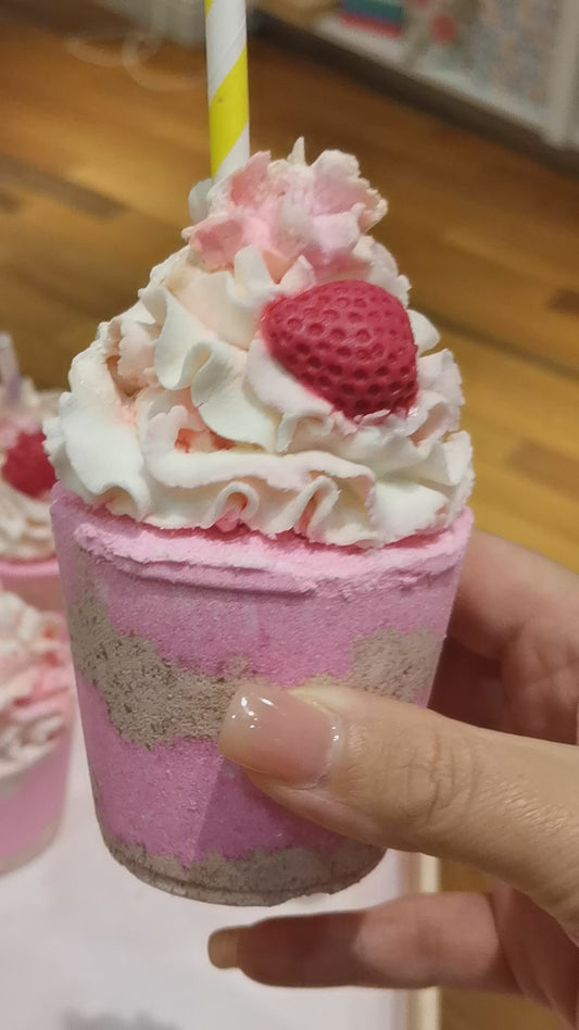 Coffee Latte & Frappe Bubbling Bath Bombs with toys inside | The Vegan Potionry |