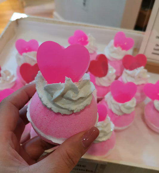 Be My Valentine Bubbling Bath Bombs with Valentines Toys | The Vegan Potionry