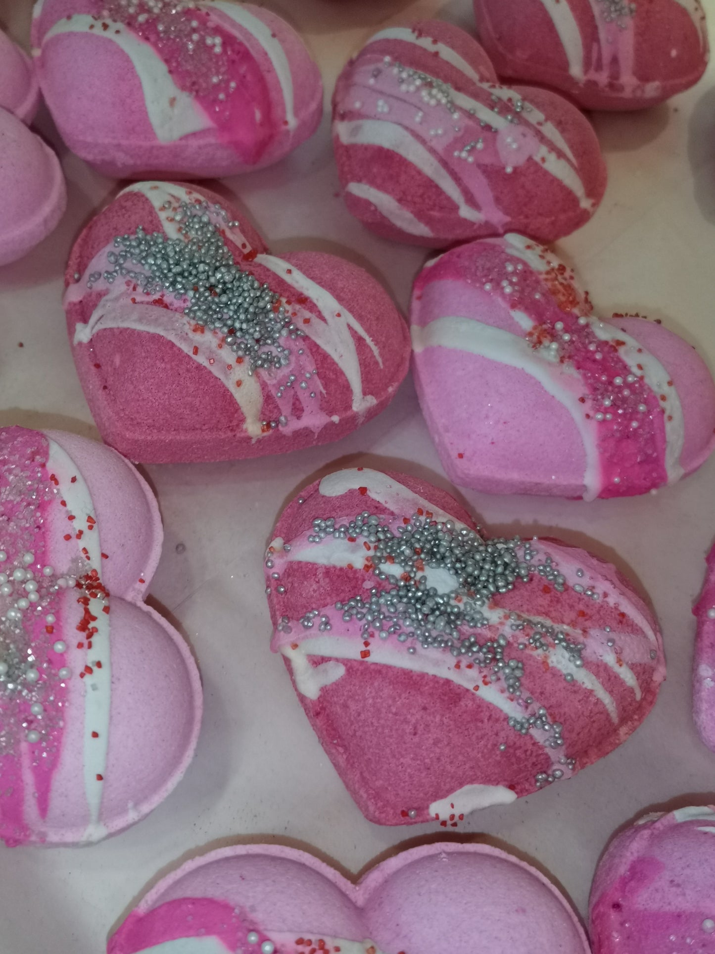 Glazed Hearts Bath Bombs with Charms inside | The Vegan Potionry
