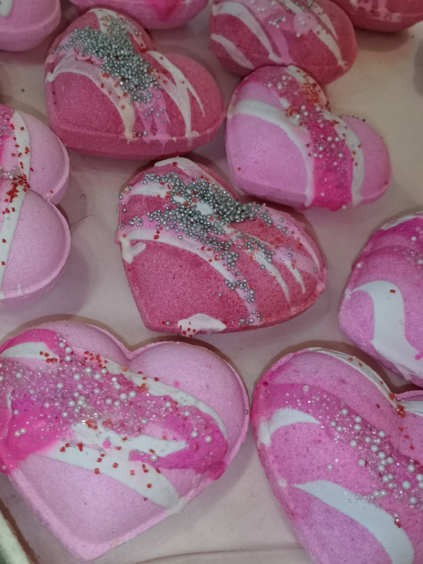 Glazed Hearts Bath Bombs with Charms inside | The Vegan Potionry