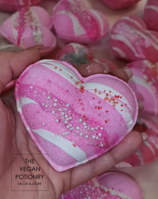 Glazed Hearts Bath Bombs with Charms inside | The Vegan Potionry