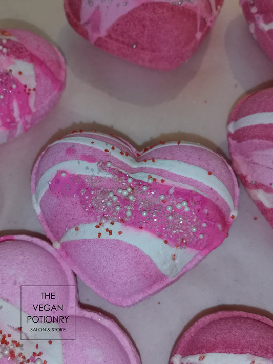 Glazed Hearts Bath Bombs with Charms inside | The Vegan Potionry