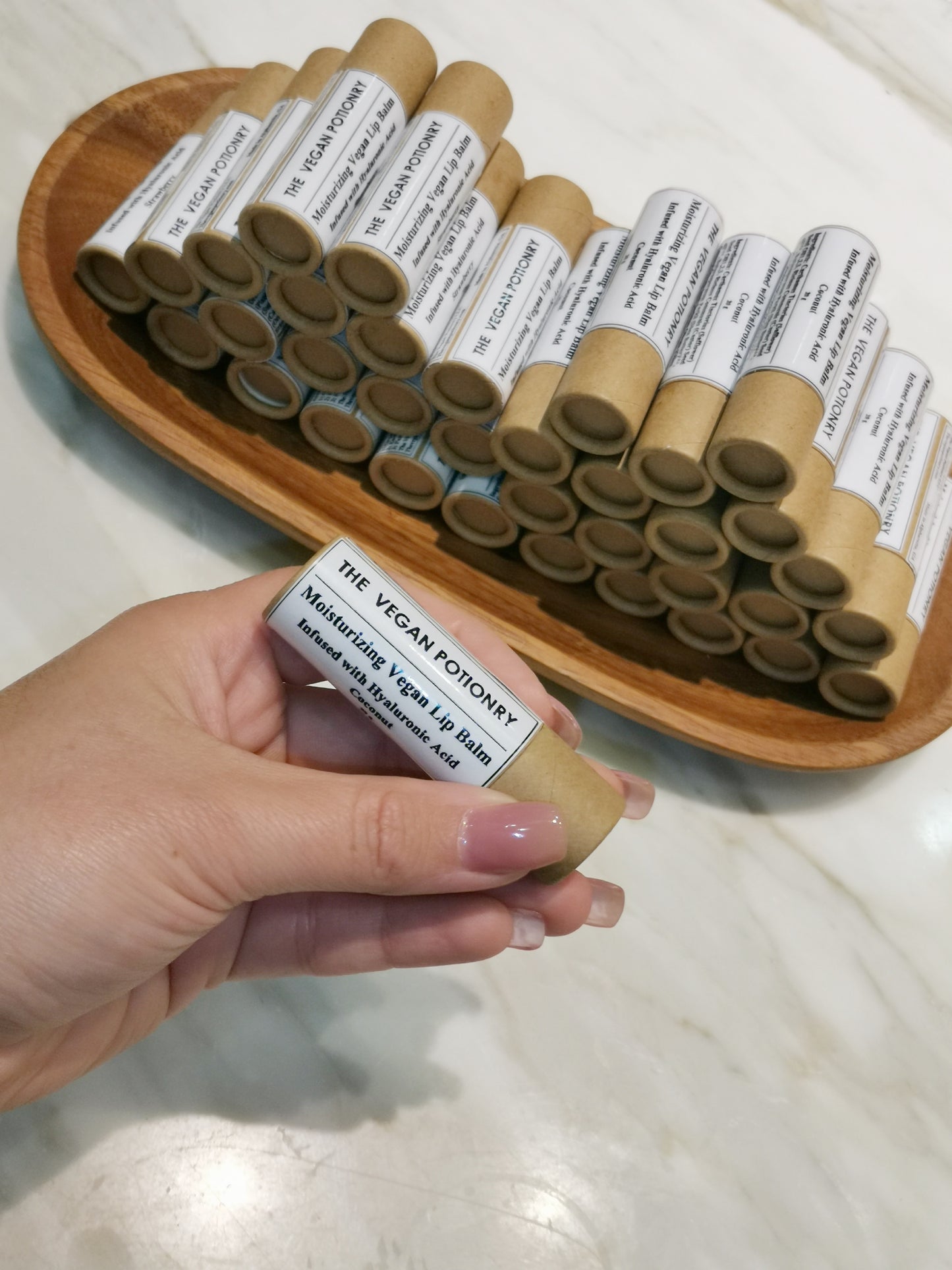Moisturizing Vegan Lip Balm Infused with Hyaluronic Acid | Strawberry | Coconut | THE VEGAN POTIONRY