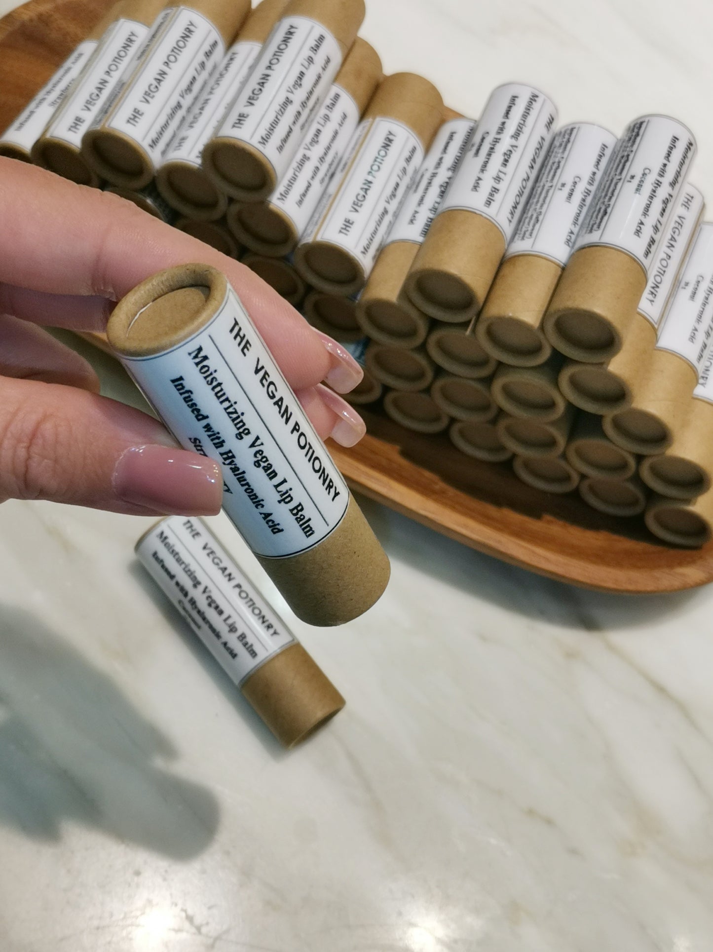 Moisturizing Vegan Lip Balm Infused with Hyaluronic Acid | Strawberry | Coconut | THE VEGAN POTIONRY