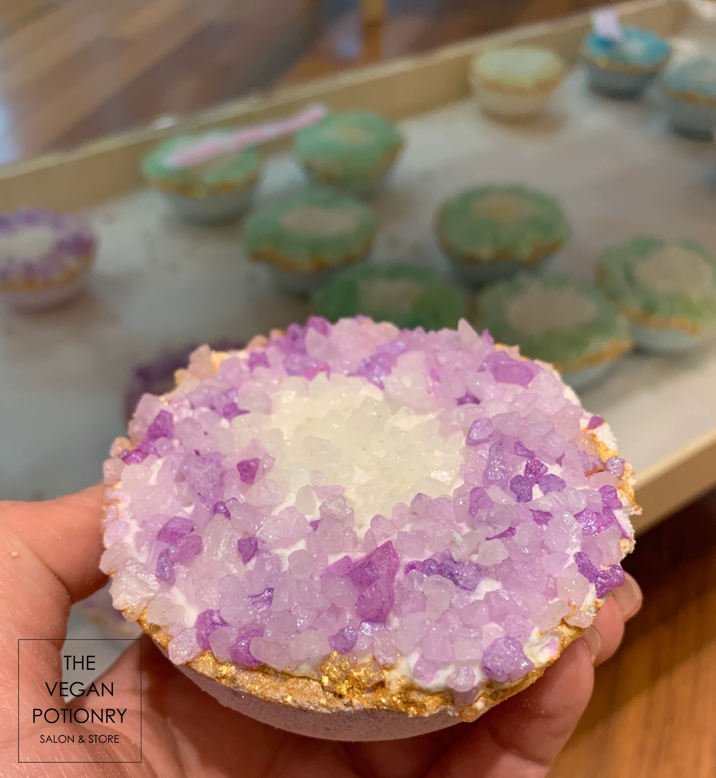 Lavender + Sage Geode Crystal Bath Bomb Bath Salt Hybrid | Luxury Spa Collection Natural Bath Soaks