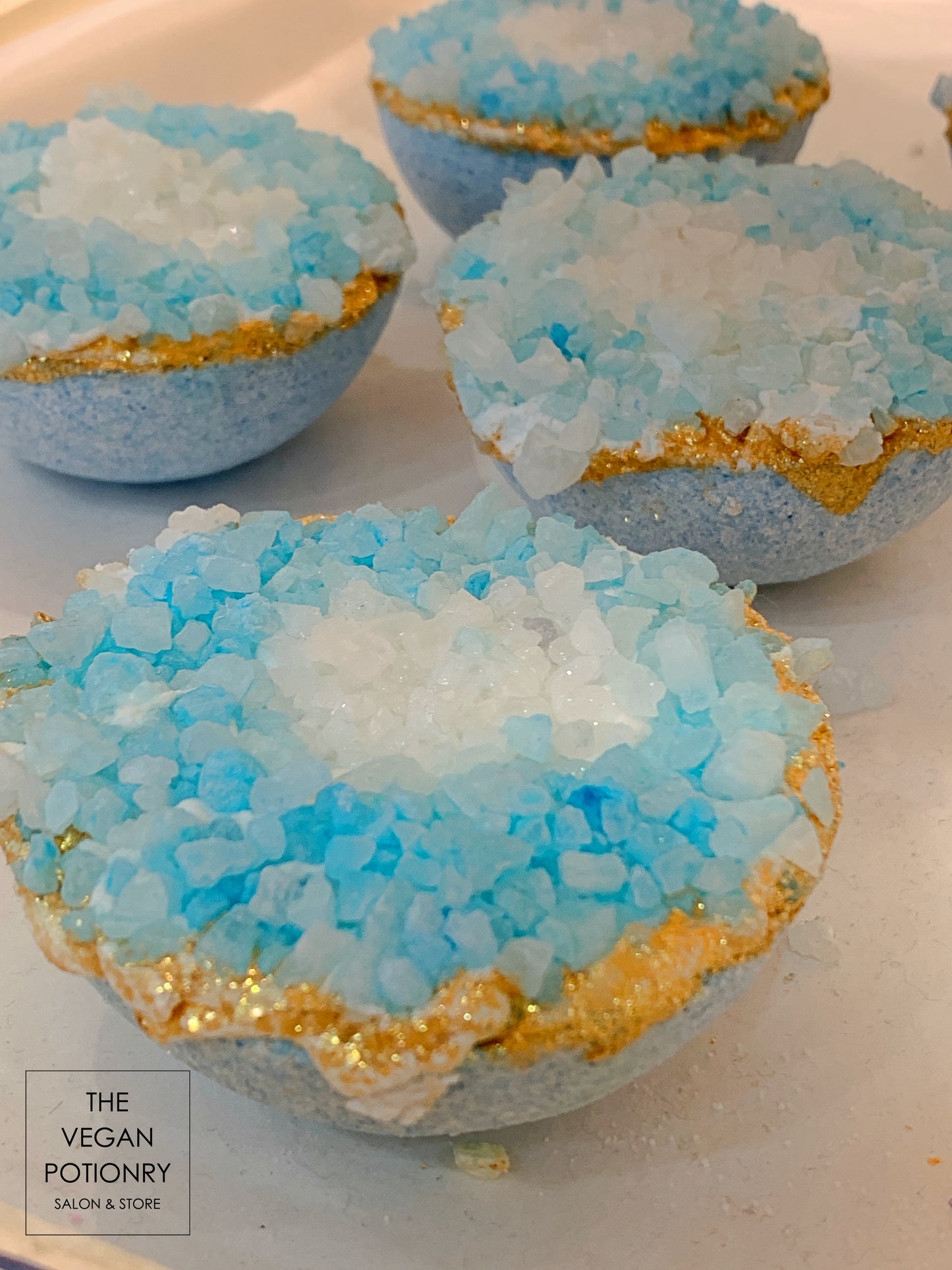 Eucalyptus + Sea Salt Geode Crystal Bath Bomb Bath Salt Hybrid | Luxury Spa Collection Natural Bath Soaks