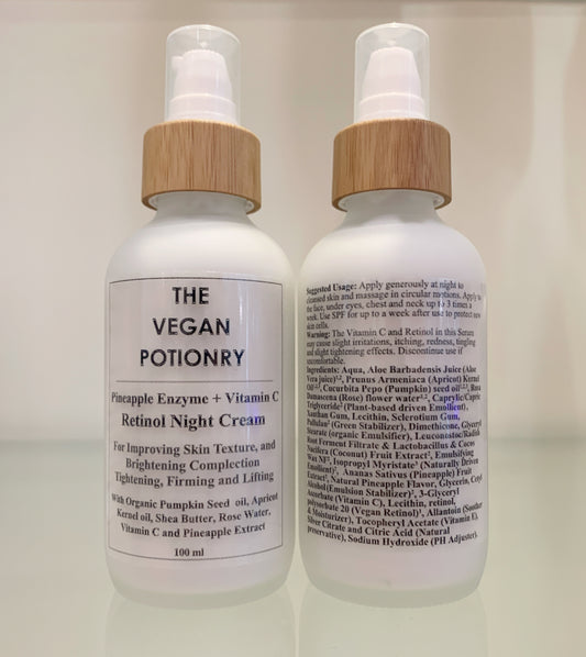 Pineapple Enzyme + Vitamin C Retinol Night Cream  | The Vegan Potionry |