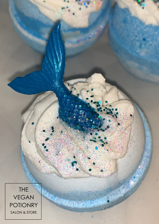 Mermaid Bubbling Bath Bombs | Mermaid Bubbling Bath Bombs with Toys | The Vegan Potionry |