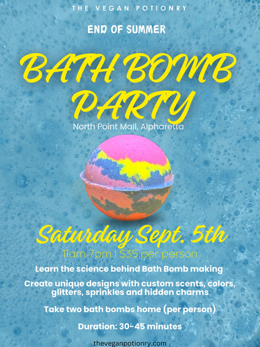 Bath Bomb Party | Sep 5th 11am-7pm | THE VEGAN POTIONRY WORKSHOP