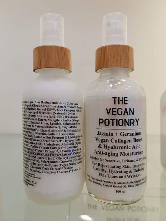 Jazmin + Geranium Vegan Collagen Boost & Hyaluronic Acid Anti-aging Moisturizer | The Vegan Potionry