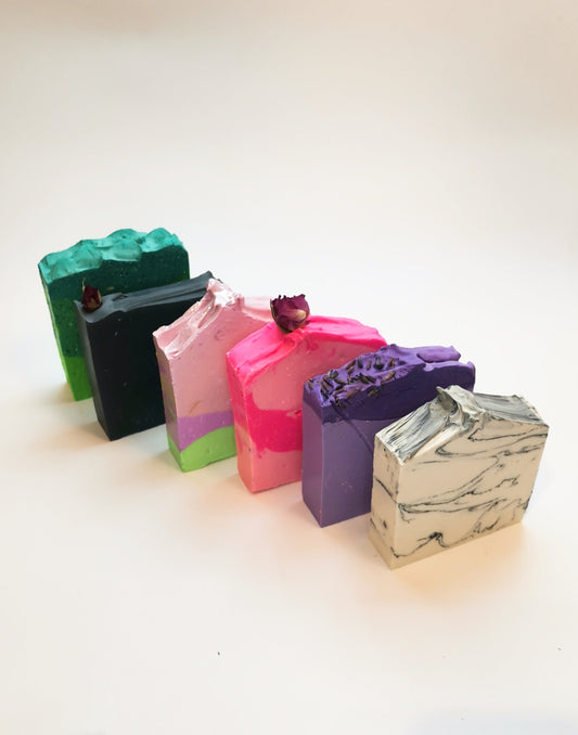Floral Handmade Soap Gift Set | Jazmin, Lavender, Rose, Lilac, Bergamot Palm Free Herbal Hydrating Soap | Vegan | Zero Waste | The Vegan Potionry |